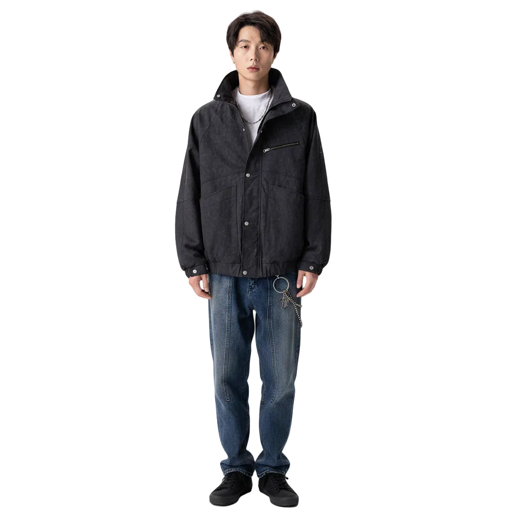 Urban Mechanical Style Hooded Loose Fit Jacket for men