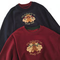 Women’s Vintage Fleece Cartoon Embroidered Sweater Loose Fit